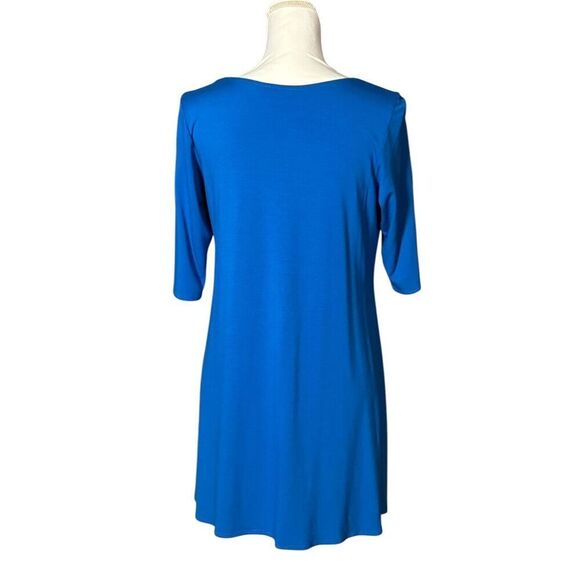 Eileen Fisher Tunic Shift Dress Size Medium Blue Preppy Classic Quiet Luxury - Picture 2 of 8